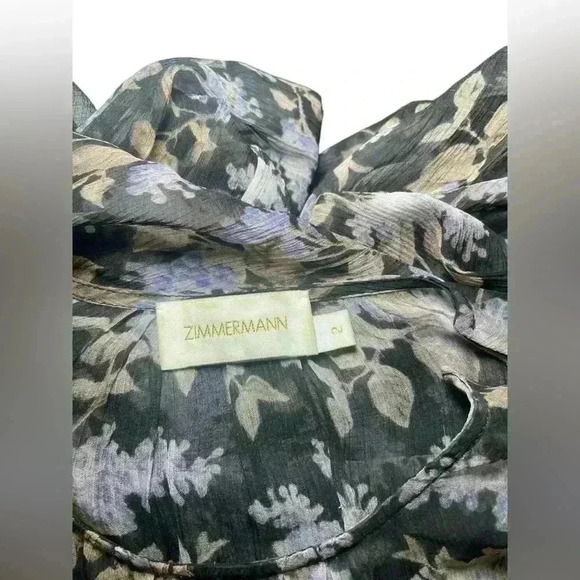 Zimmermann Floral Sheer Silk Blouse Size 2 - Picture 4 of 4
